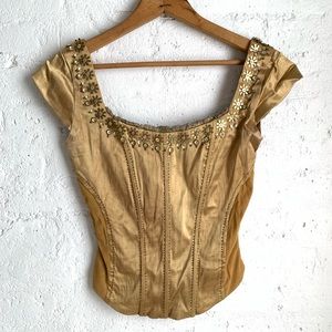 Kavita Bhartia gold floral bead embellished top